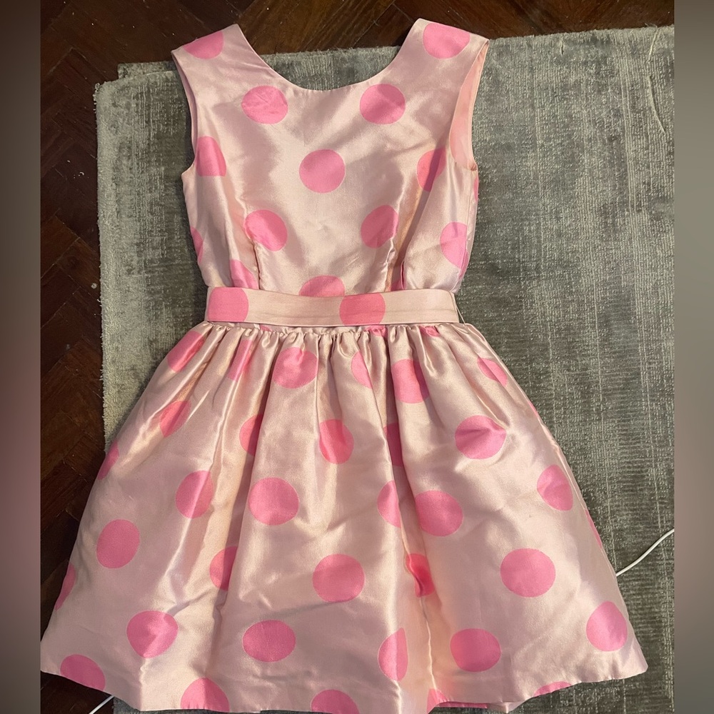 beautiful polka dot pink dress.